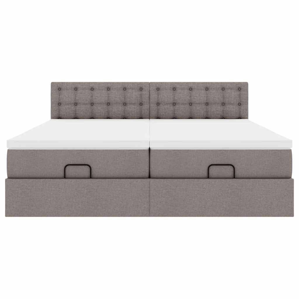 Struttura Letto Pouf con Materassi Tortora 160x200cm in Tessuto 3312033