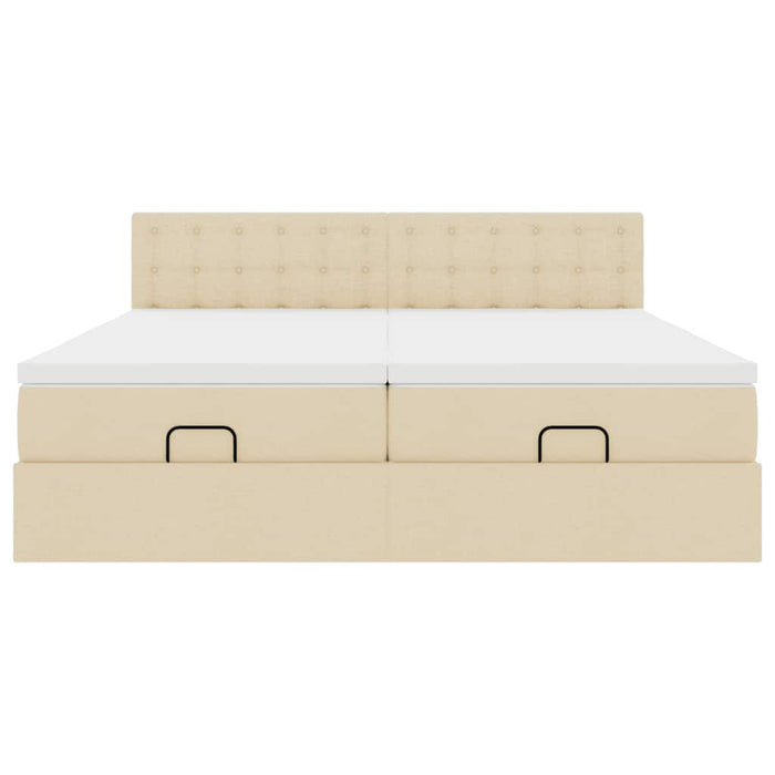 vidaXL Struttura Letto Pouf con Materassi Crema 160x200 cm in Tessuto