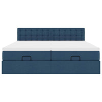 vidaXL Struttura Letto Pouf con Materassi Blu 160x200 cm in Tessuto