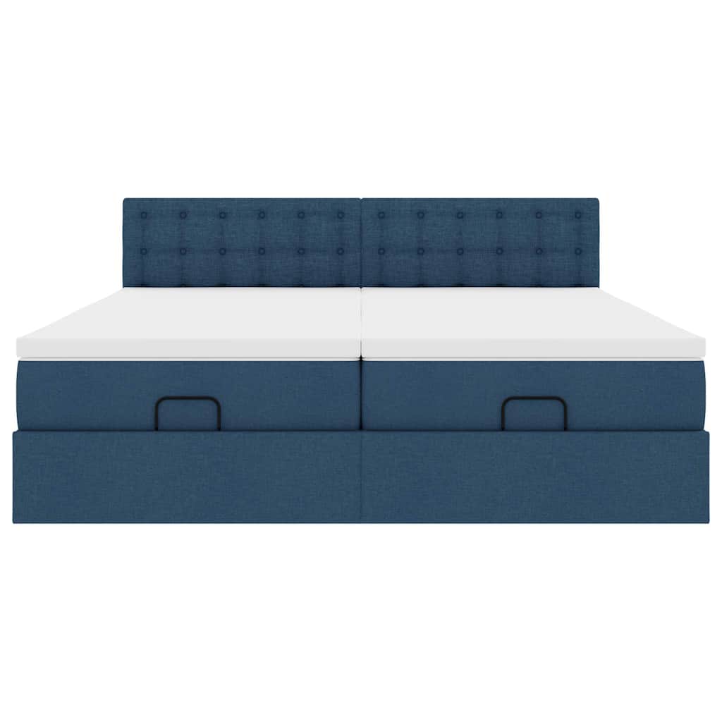 Struttura Letto Pouf con Materassi Blu 160x200 cm in Tessuto 3312035