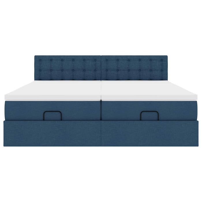 Struttura Letto Pouf con Materassi Blu 160x200 cm in Tessuto 3312035