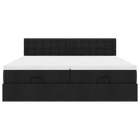 Struttura Letto Pouf con Materassi Nero 200x200 cm in Tessuto 3312045
