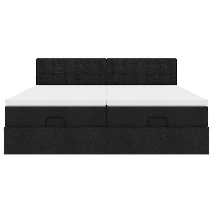 Struttura Letto Pouf con Materassi Nero 200x200 cm in Tessuto 3312045