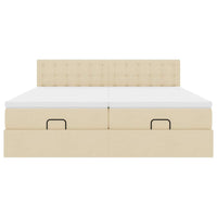vidaXL Struttura Letto Pouf con Materassi Crema 200x200 cm in Tessuto