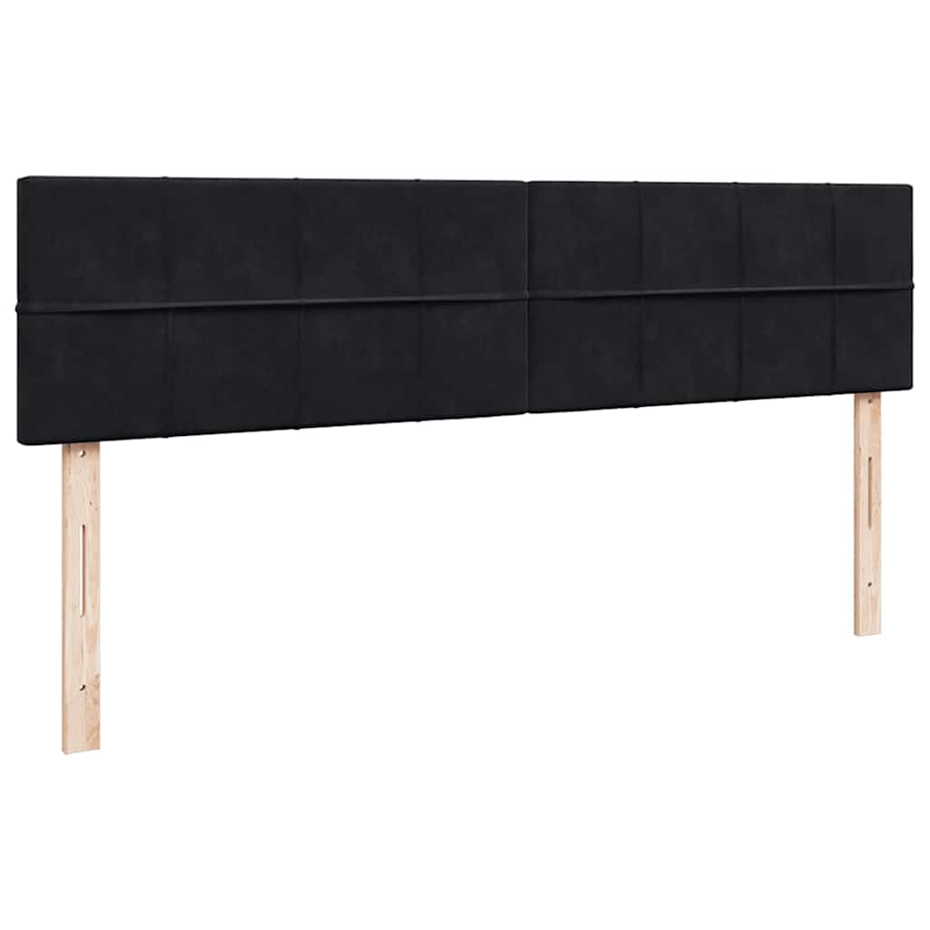Struttura Letto Pouf con Materassi Nero 160x200 cm in Velluto 3312070