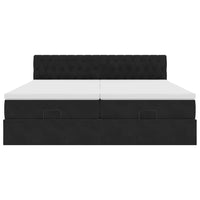 vidaXL Struttura Letto Pouf con Materassi Nero 180x200 cm in Velluto