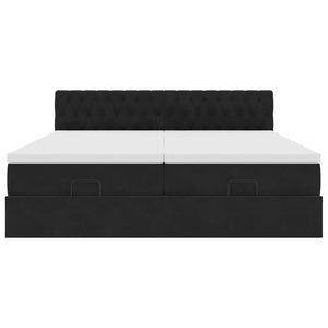 vidaXL Struttura Letto Pouf con Materassi Nero 180x200 cm in Velluto