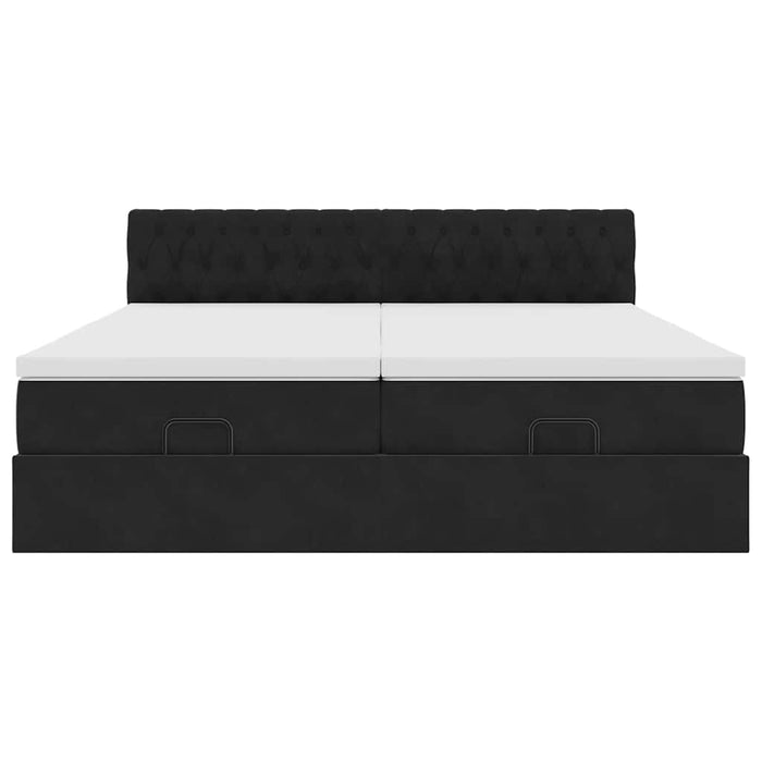 vidaXL Struttura Letto Pouf con Materassi Nero 180x200 cm in Velluto