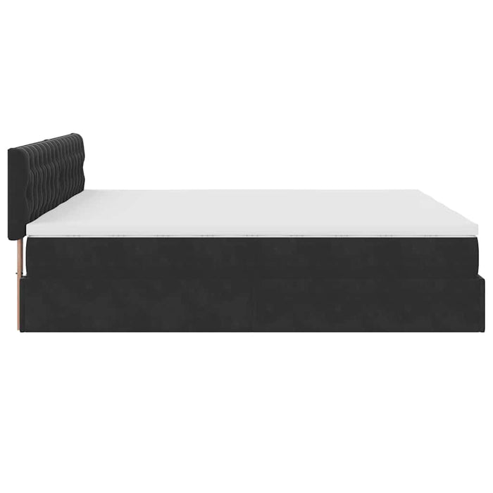 vidaXL Struttura Letto Pouf con Materassi Nero 180x200 cm in Velluto