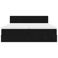 vidaXL Struttura Letto Pouf con Materassi Nero 180x200 cm in Velluto
