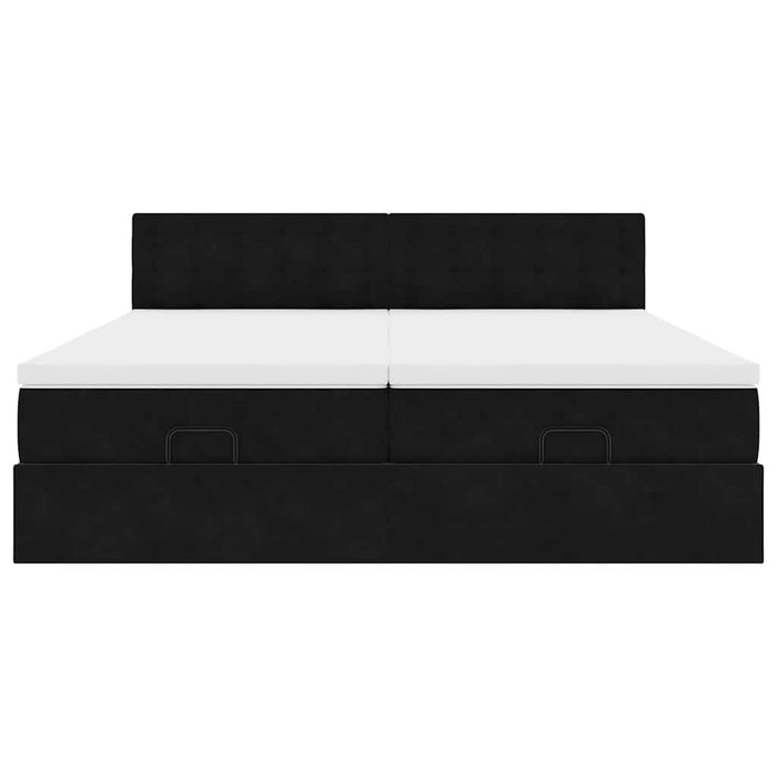 vidaXL Struttura Letto Pouf con Materassi Nero 180x200 cm in Velluto