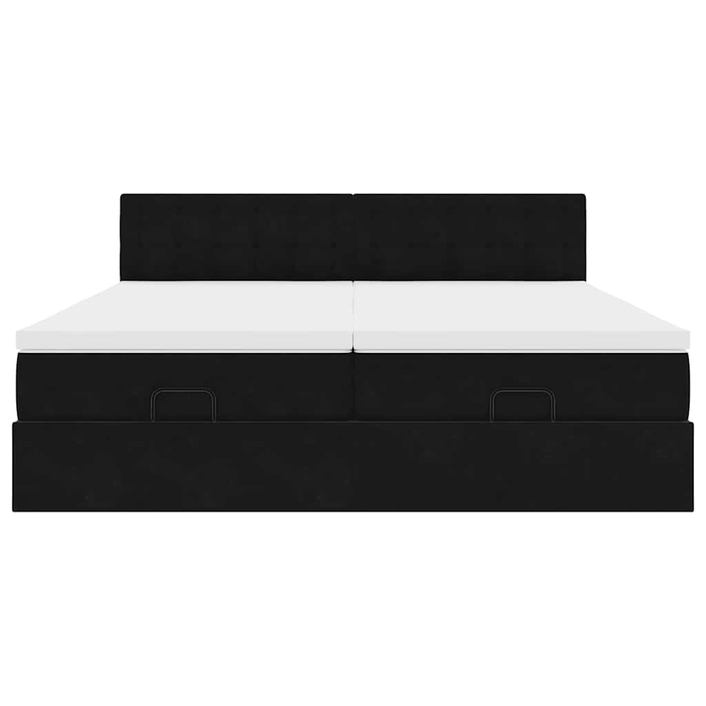 vidaXL Struttura Letto Pouf con Materassi Nero 200x200 cm Velluto