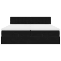 vidaXL Struttura Letto Pouf con Materassi Nero 200x200 cm Velluto