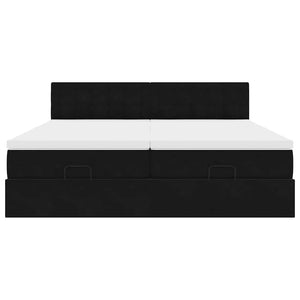 vidaXL Struttura Letto Pouf con Materassi Nero 200x200 cm Velluto