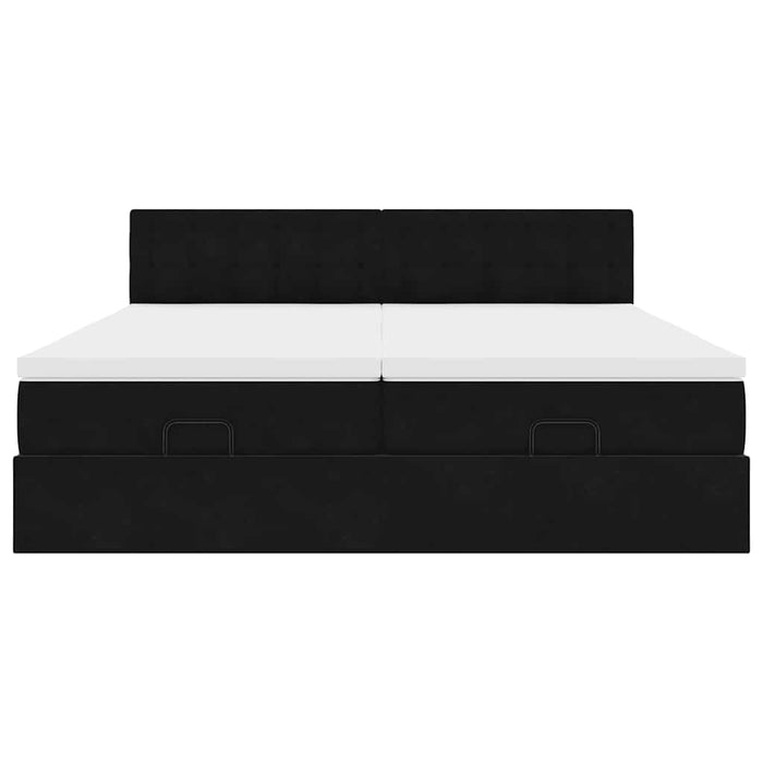 vidaXL Struttura Letto Pouf con Materassi Nero 200x200 cm Velluto