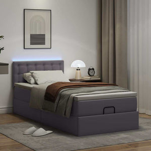vidaXL Struttura Letto Pouf con Materasso Grigio 80x200 cm Similpelle