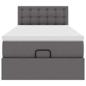 vidaXL Struttura Letto Pouf con Materasso Grigio 80x200 cm Similpelle