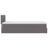 Struttura Letto Pouf con Materasso Grigio 80x200 cm Similpelle 3312125