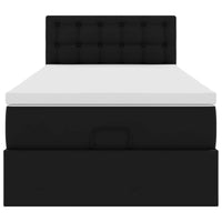 Struttura Letto Pouf con Materasso Nero 100x200 cm Similpelle 3312137