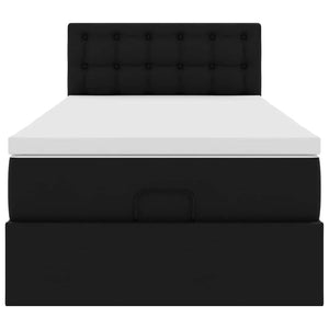 Struttura Letto Pouf con Materasso Nero 100x200 cm Similpelle 3312137