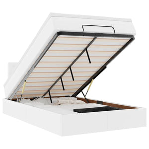 Pouf Letto con Materassi e LED Bianco Puro 120x190cm Similpelle