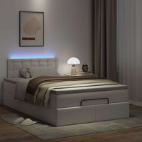 Pouf Letto con Materassi e LED Bianco Puro 120x190cm Similpelle 3312143