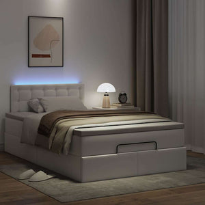 Pouf Letto con Materassi e LED Bianco Puro 120x190cm Similpelle 3312143
