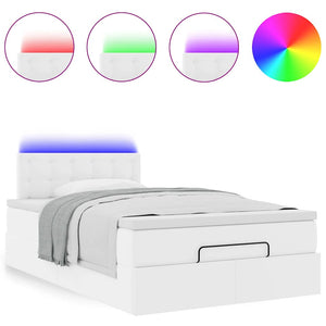 Pouf Letto con Materassi e LED Bianco Puro 120x190cm Similpelle