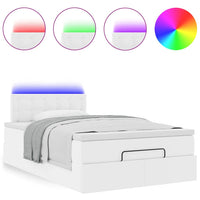 Pouf Letto con Materassi e LED Bianco Puro 120x190cm Similpelle 3312143