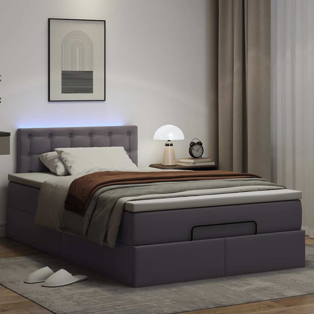 vidaXL Pouf Letto con Materassi e LED Grigio 120x190 cm Similpelle
