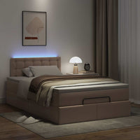 vidaXL Pouf Letto con Materassi e LED Cappuccino 120x190 cm Similpelle