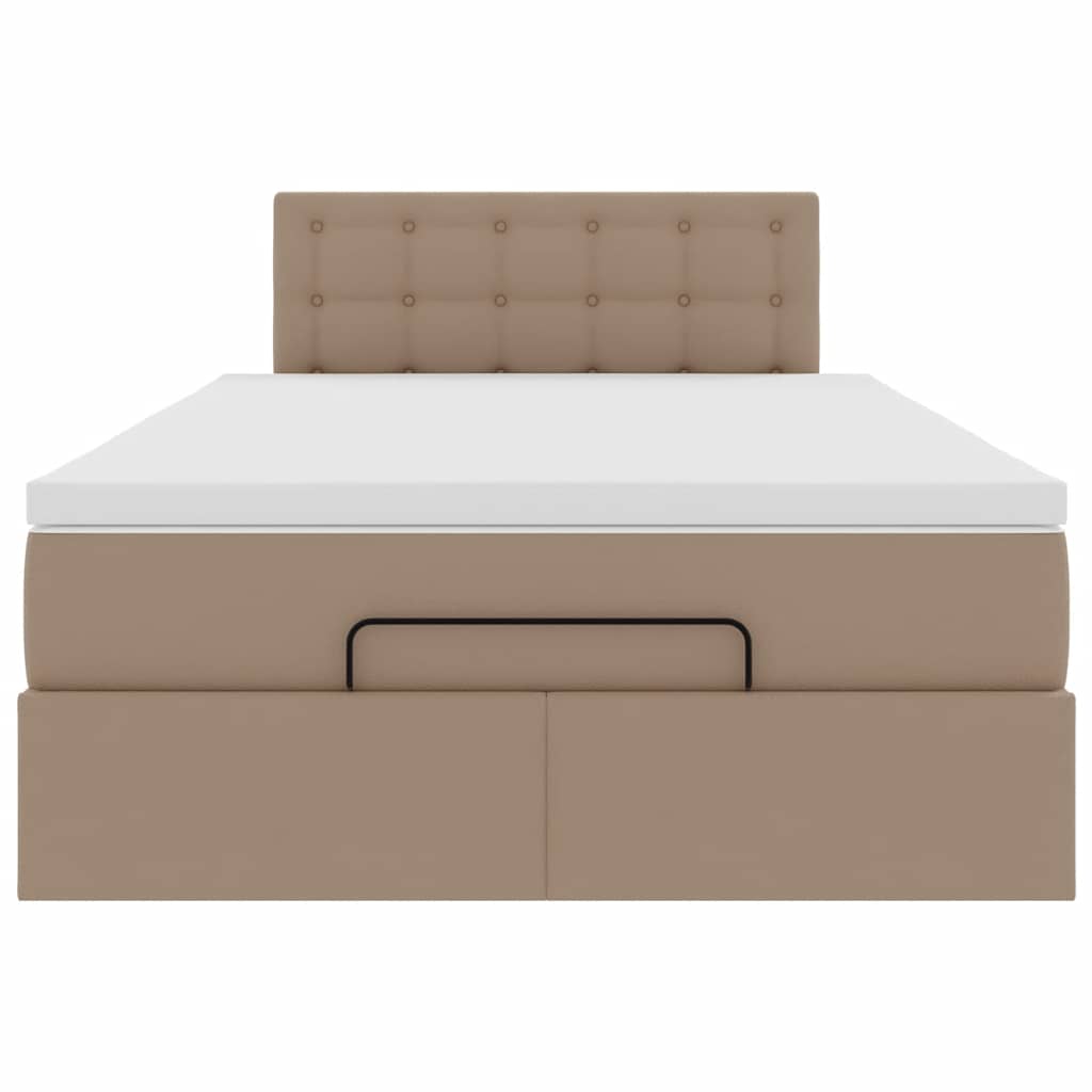 vidaXL Pouf Letto con Materassi e LED Cappuccino 120x190 cm Similpelle