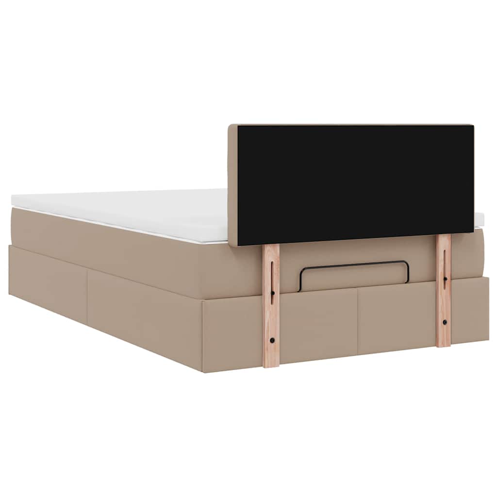 vidaXL Pouf Letto con Materassi e LED Cappuccino 120x190 cm Similpelle
