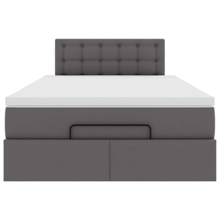 vidaXL Struttura Letto Pouf con Materasso Grigio 120x200 cm Similpelle
