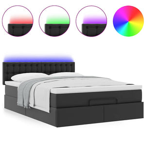 vidaXL Pouf Letto con Materassi e LED Nero 140x190cm Similpelle