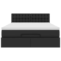 Pouf Letto con Materassi e LED Nero 140x190cm Similpelle 3312152