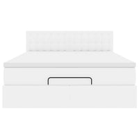 vidaXL Pouf Letto con Materassi e LED Bianco Puro 140x190cm Similpelle