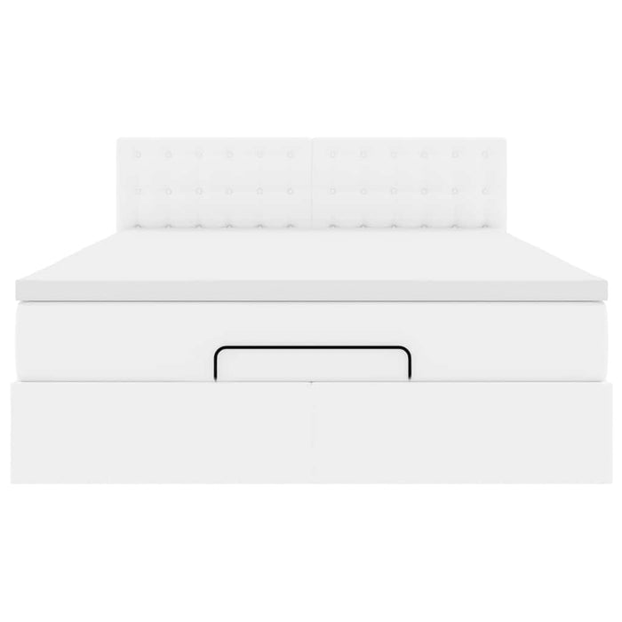 vidaXL Pouf Letto con Materassi e LED Bianco Puro 140x190cm Similpelle