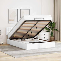 vidaXL Pouf Letto con Materassi e LED Bianco Puro 140x190cm Similpelle