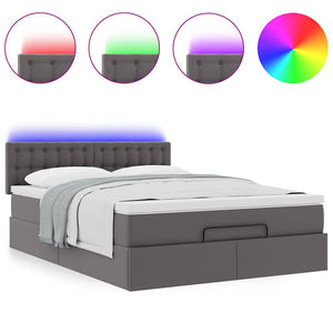 Pouf Letto con Materassi e LED Grigio 140x190cm Similpelle 3312155