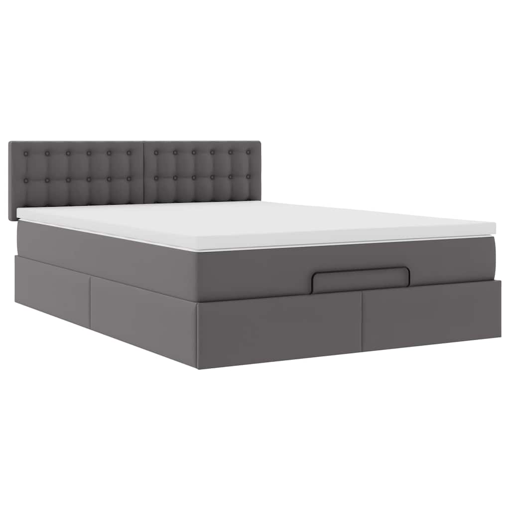 Pouf Letto con Materassi e LED Grigio 140x190cm Similpelle 3312155