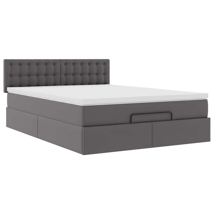 Pouf Letto con Materassi e LED Grigio 140x190cm Similpelle 3312155