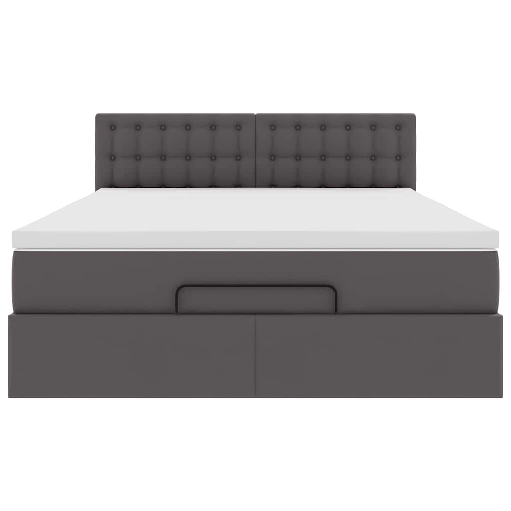 Pouf Letto con Materassi e LED Grigio 140x190cm Similpelle 3312155