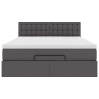 Pouf Letto con Materassi e LED Grigio 140x190cm Similpelle