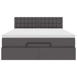 Pouf Letto con Materassi e LED Grigio 140x190cm Similpelle