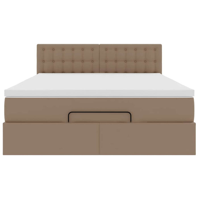 Pouf Letto con Materassi e LED Cappuccino 140x190cm Similpelle