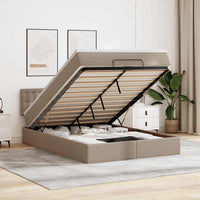 Pouf Letto con Materassi e LED Cappuccino 140x190cm Similpelle