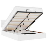 vidaXL Pouf Letto con Materassi e LED Bianco Puro 140x200cm Similpelle