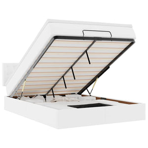 vidaXL Pouf Letto con Materassi e LED Bianco Puro 140x200cm Similpelle