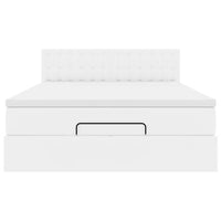 vidaXL Pouf Letto con Materassi e LED Bianco Puro 140x200cm Similpelle